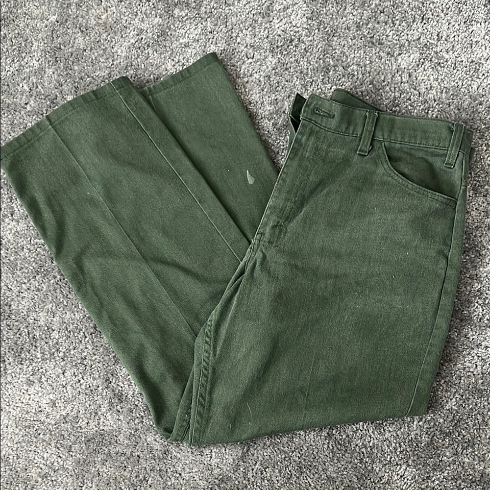 Green Chino Pants with Straight Leg Cut